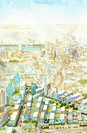 Elephant and Castle artists impression watercolour